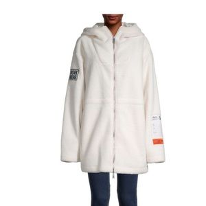 Size M will fit over size can be tightened from the side ,cream color,very thick